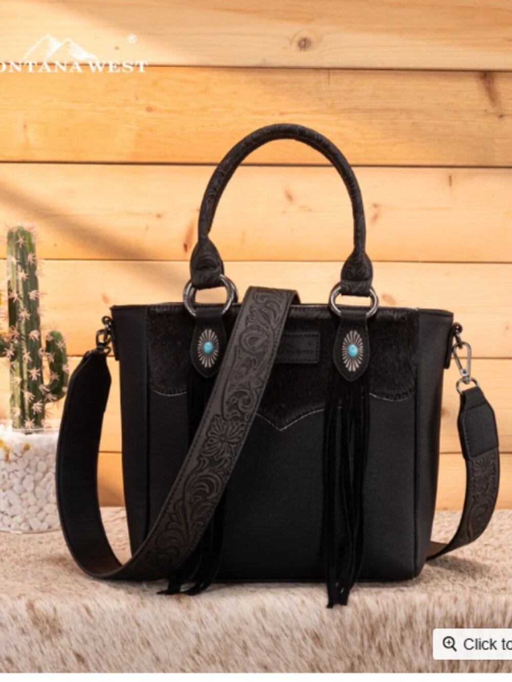 Cowhide Tote Montana West - Black NWT